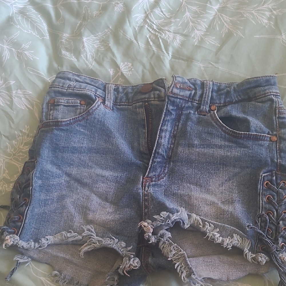Black Label Denim Shorts with Orange Stitching